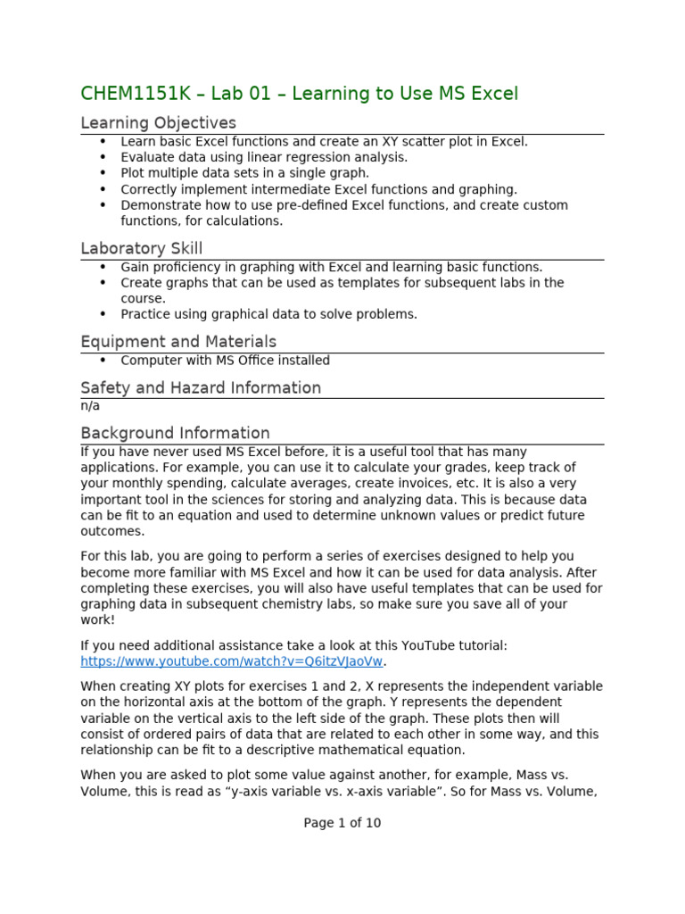 Lab-1-Learn To Us MS Excel | PDF | Density | Microsoft Excel