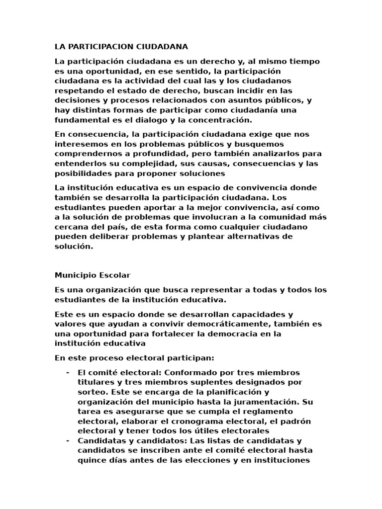 La Participacion Ciudadana | PDF | Participación pública | Democracia
