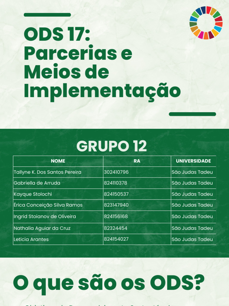 ODS 17 Parcerias e Meios de Implementação | PDF