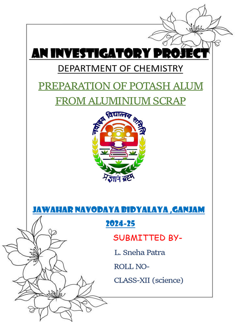 Inv Project Chem Sonu | PDF | Aluminium | Precipitation (Chemistry)