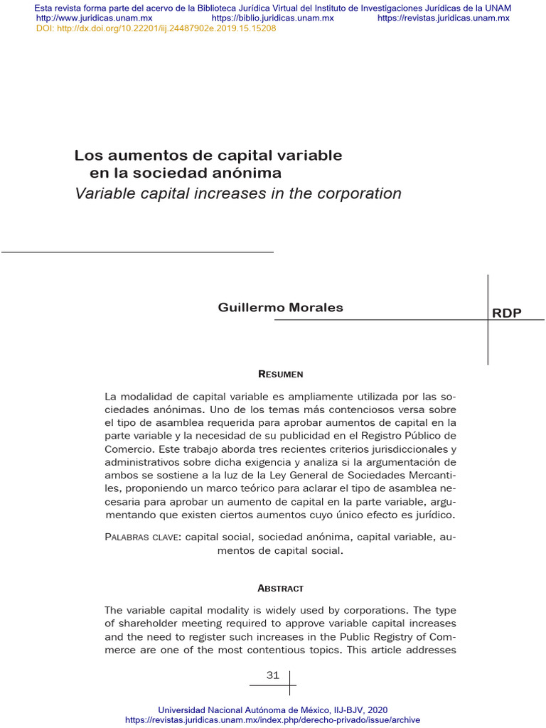 Aumentos de Capital Variable en S.A. | PDF | Compartir (Finanzas) | México