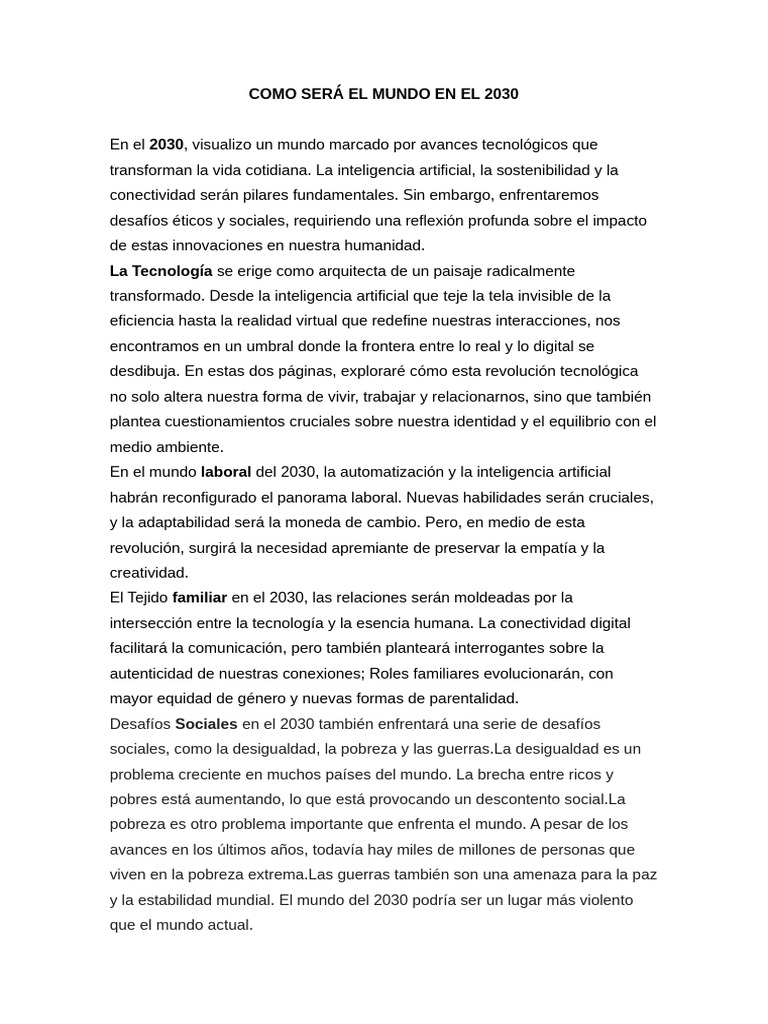 EL MUNDO EN EL 2030 | PDF | Inteligencia artificial | Inteligencia (IA ...