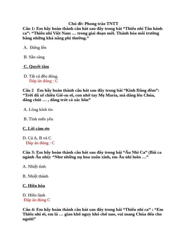 Phong Trào TNTT 1 | PDF