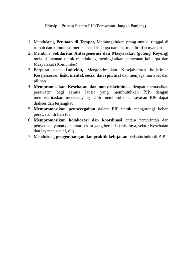 Prinsip Sistem PJP untuk Lansia | PDF