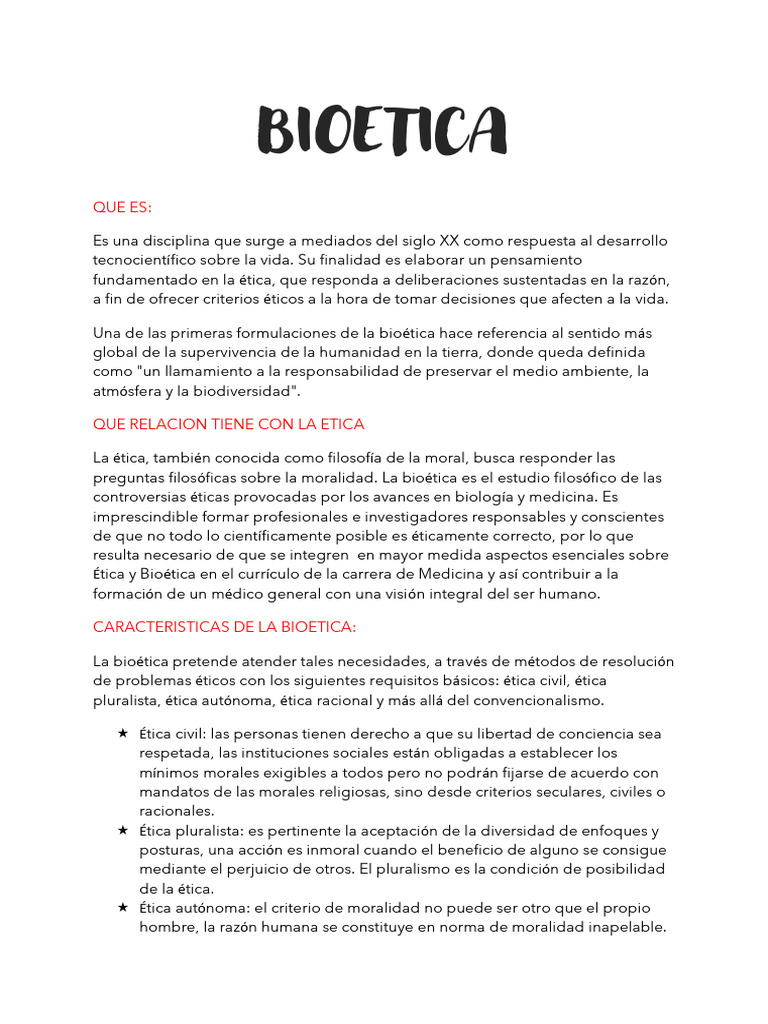 Principios y Características de la Bioética | PDF | Bioética | Moralidad