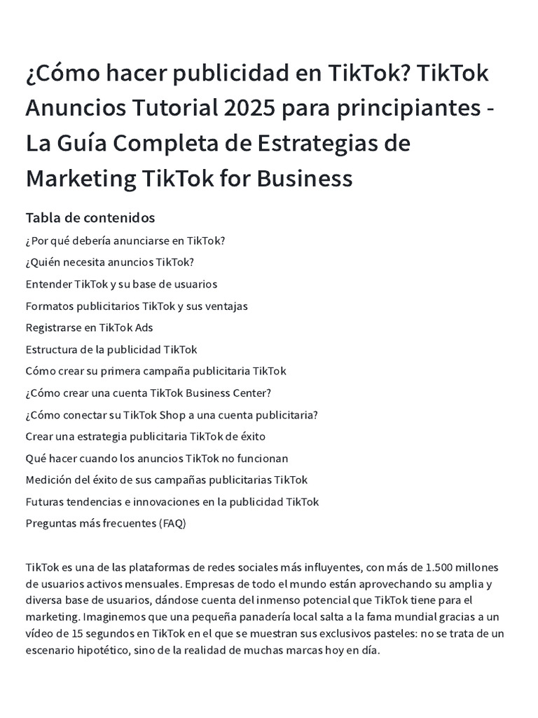 ¿Cómo Hacer Publicidad en TikTok? TikTok Anuncios Tutorial 2025 para ...