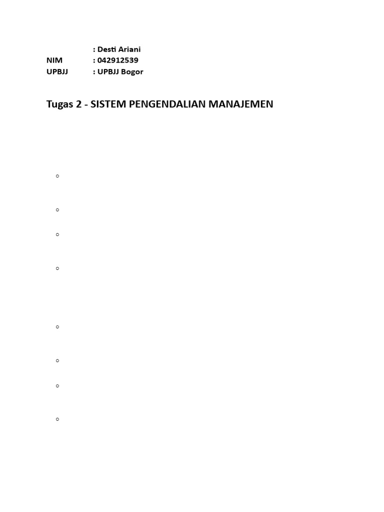Tugas 2 - Sistem Pengendalian Manajemen | PDF