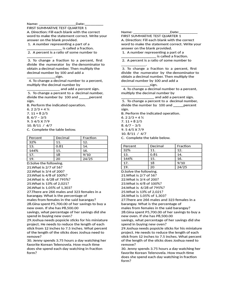 bm summative test 2024 | PDF | Mathematical Notation | Elementary ...