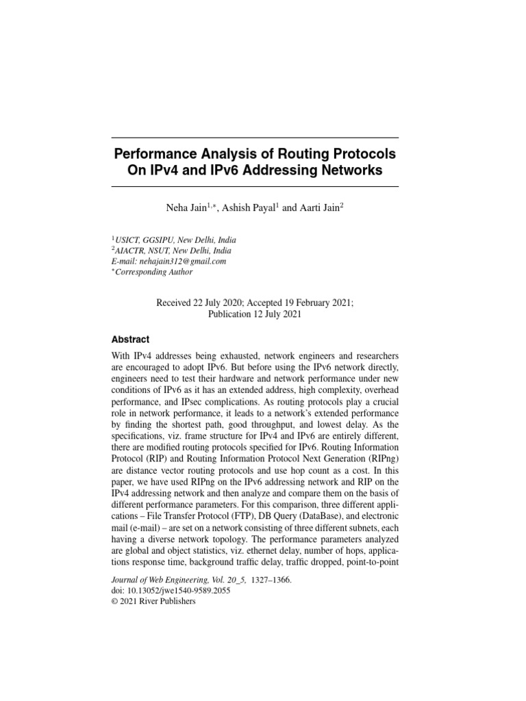 Performance Analysis of Routin | PDF | I Pv6 | Computer Network
