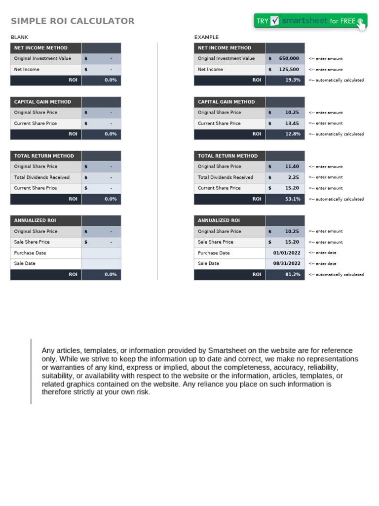 IC Simple ROI Calculator 9436 | PDF | Return On Investment | Accounting