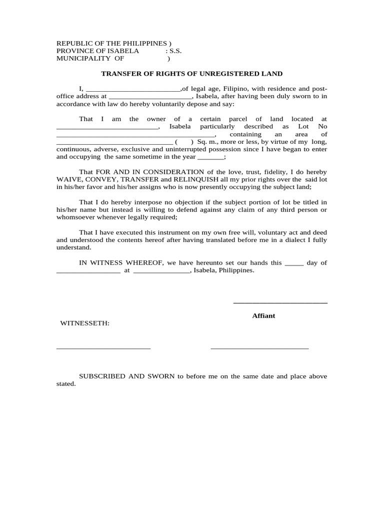 Transfer of Unregistered Land Rights | PDF
