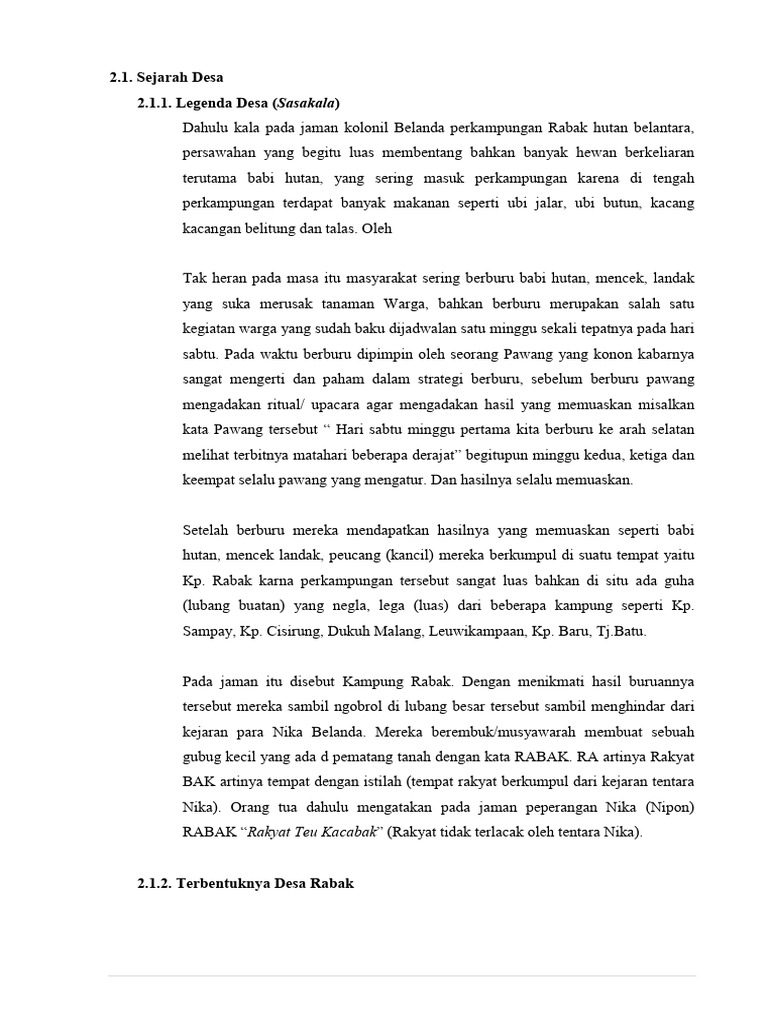 Sejarah dan Arti Desa Rabak | PDF