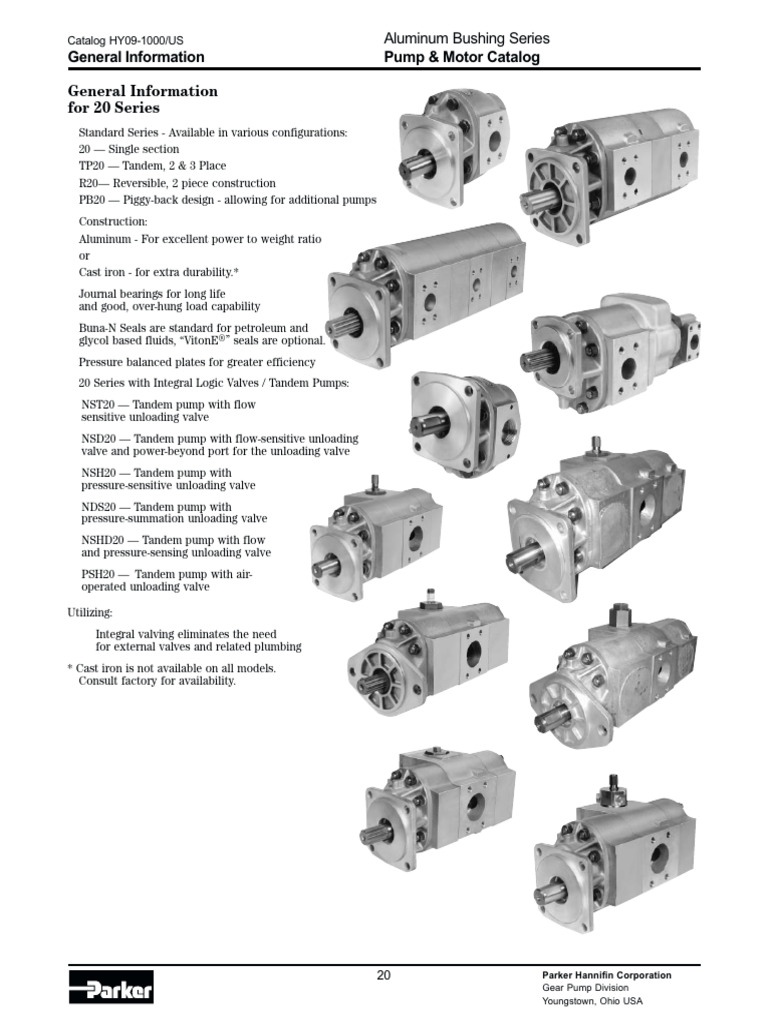 Parker 20 Series Gear Pump Overview | PDF | Pump | Valve