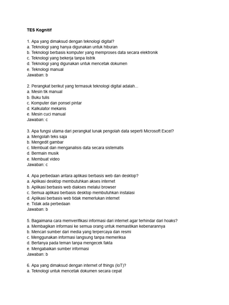 Contoh Soal Literasi Digital Pdf