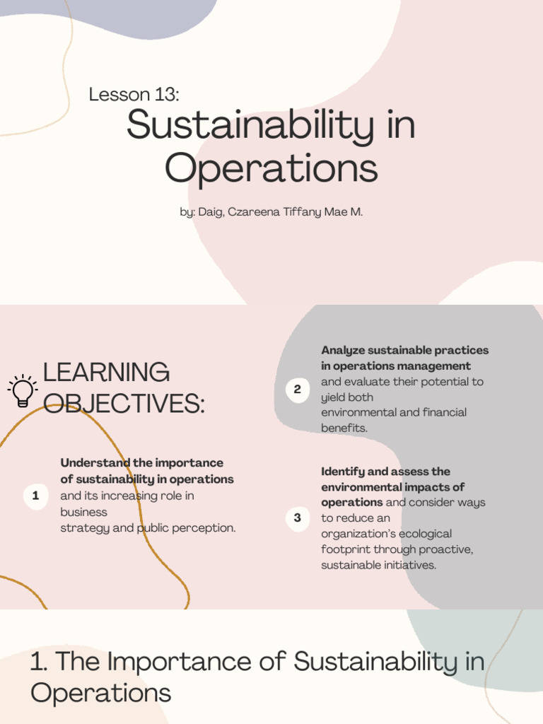 Lesson 13 Sustainability in Operations | PDF | Efficient Energy Use ...