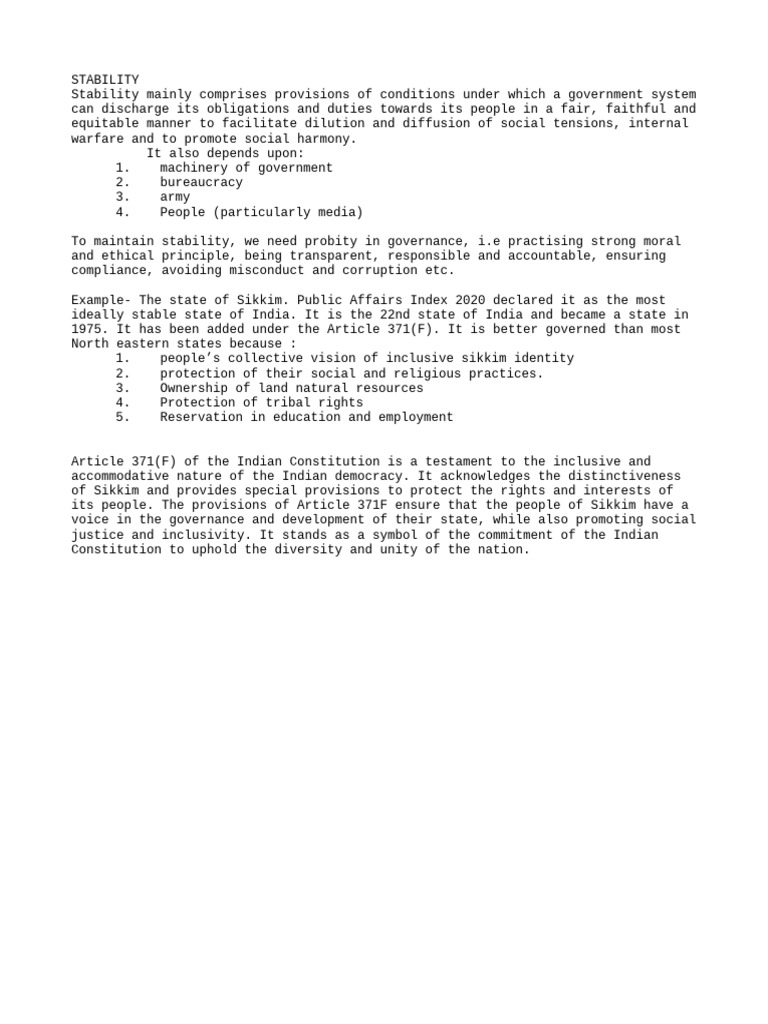 Understanding Stability in Governance | PDF