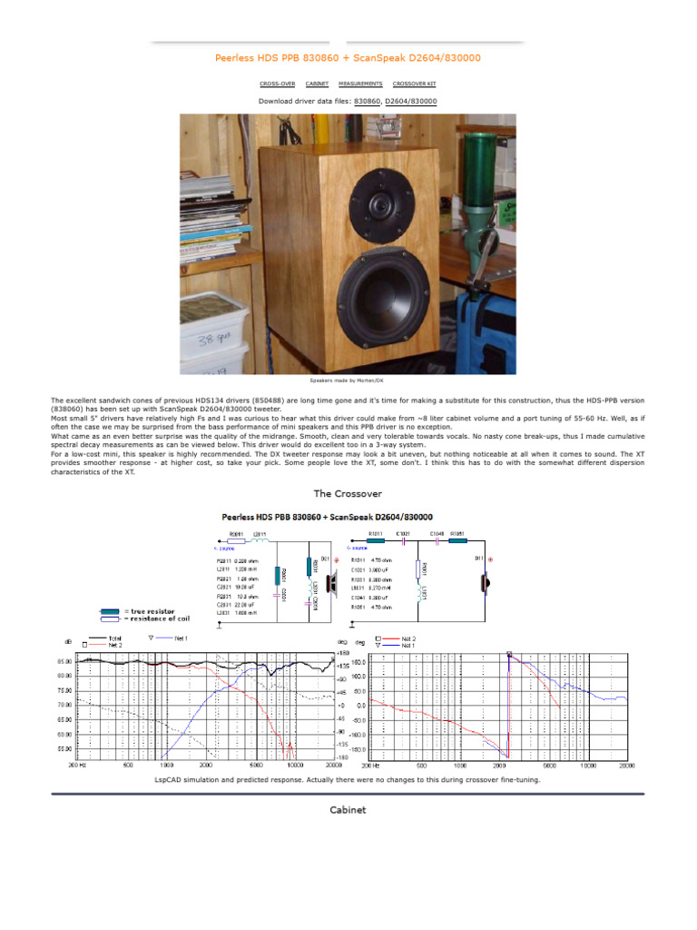 Peerless hds ppb 830860 pdf loudspeaker electrical engineering