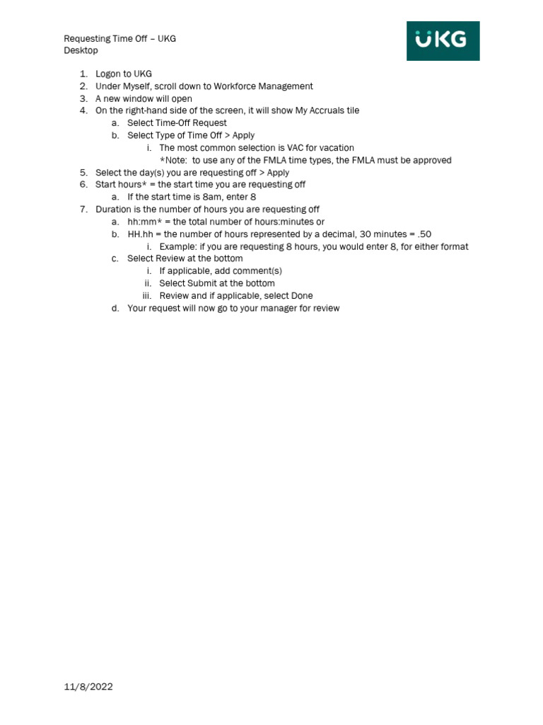 Requesting Time Off - Desktop | PDF