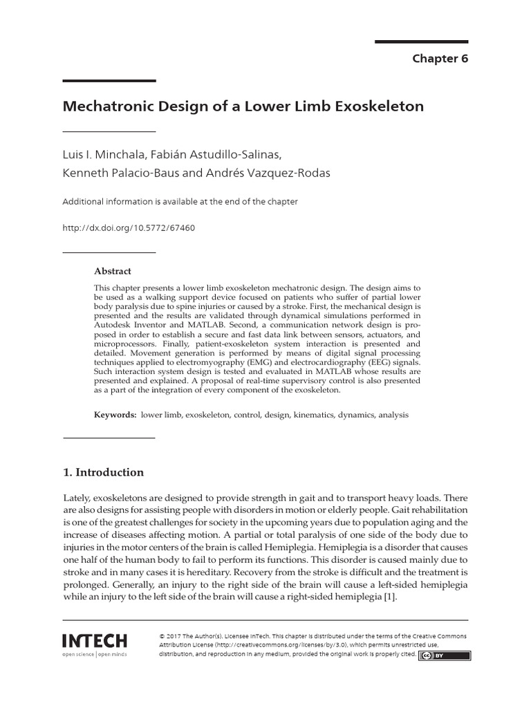 Mechatronic Design of A Lower Limb Exoskeleton | PDF | Anatomical Terms ...