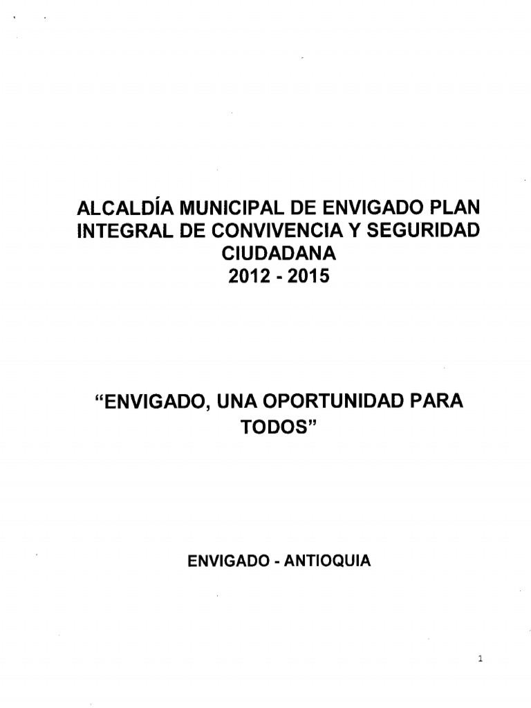 PLAN INTEGRAL DE CONVIVENCIA Y SEGURIDAD CIUDADANA 2012-2015 | PDF ...