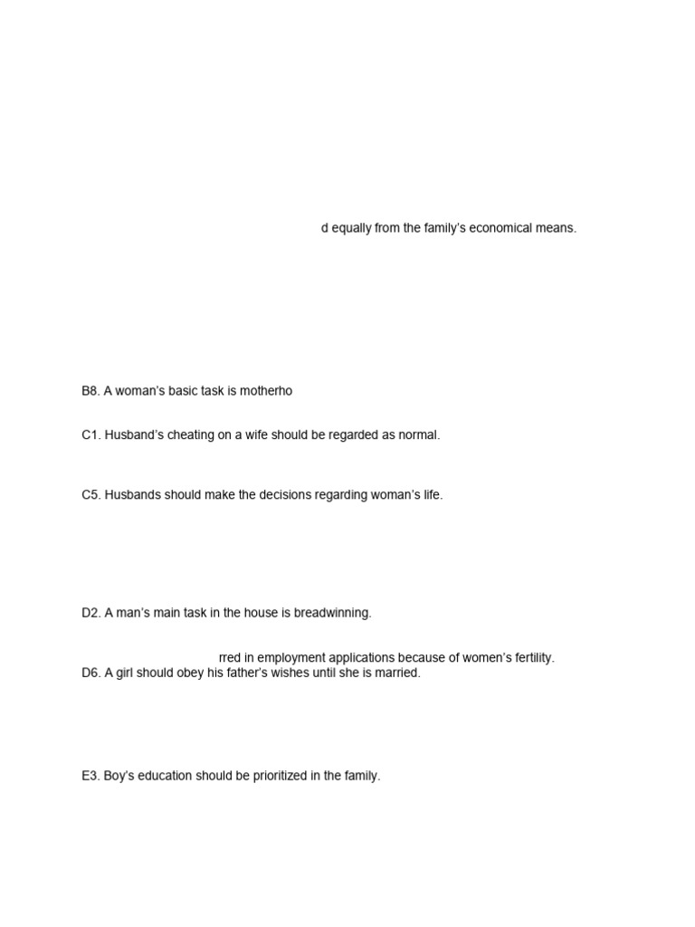 Gender Roles Attitude Scale Overview | PDF | Gender Role | Marriage