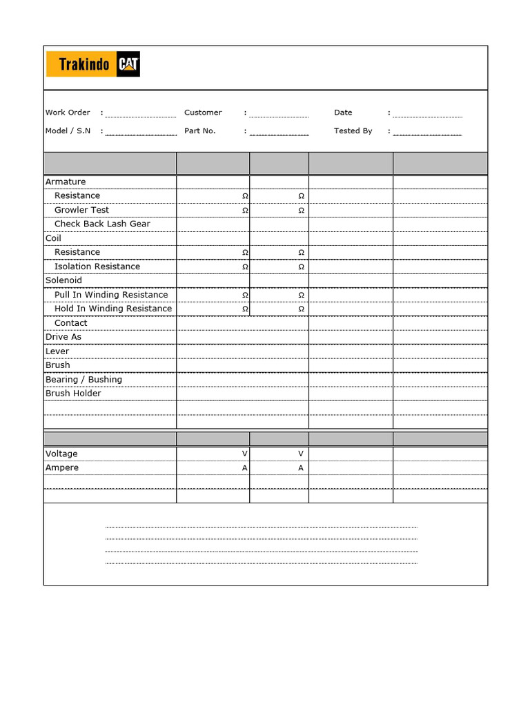 Engine Rebuild Work Order Template | PDF