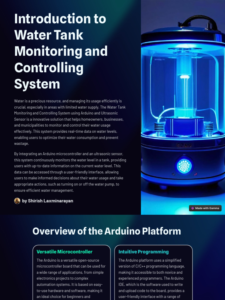 Introduction To Water Tank Monitoring and Controlling System | PDF ...