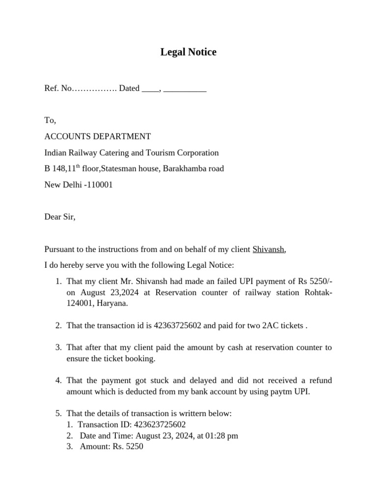 Legal Notice For Recovery of Money LawRato | PDF | Payments