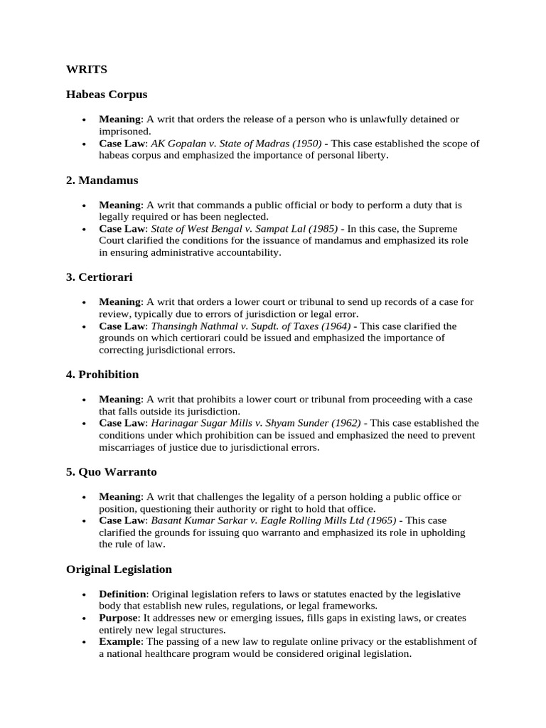 Writs | PDF | Contempt Of Court | Government Of India