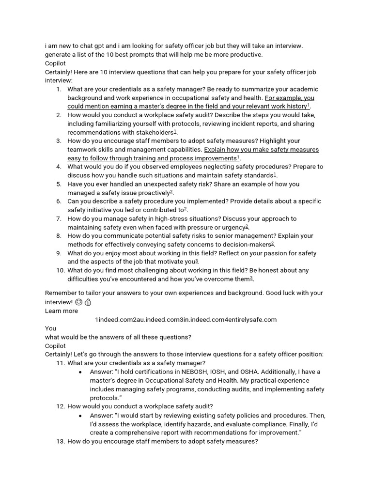 Top 10 Safety Officer Interview Tips | PDF | Occupational Safety And ...