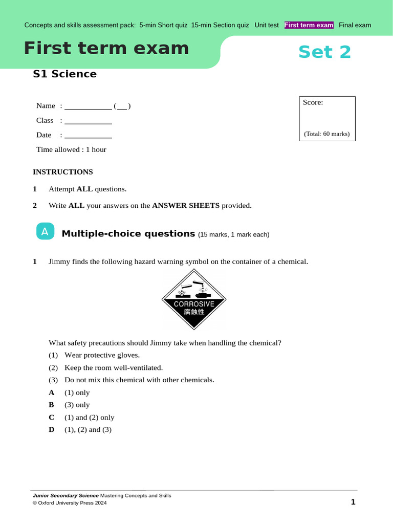 Jsci MidexamS1 Set2 e | PDF | Water