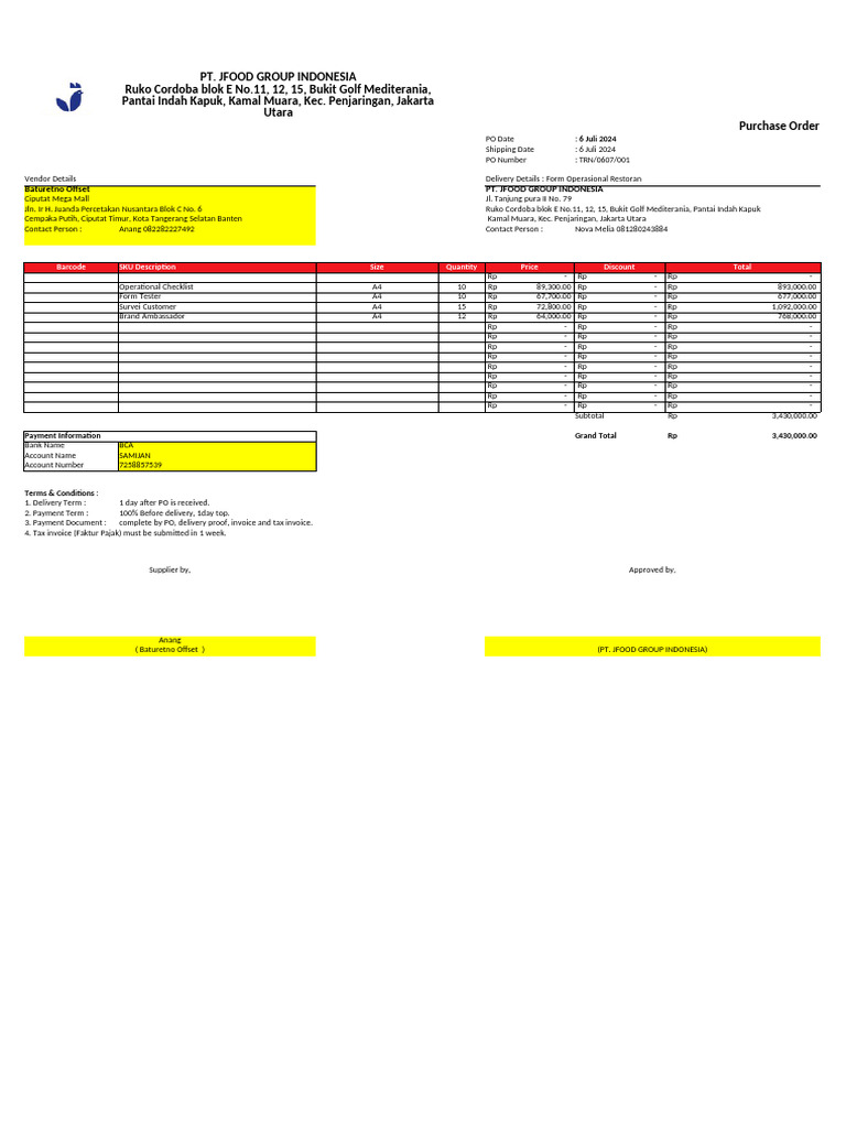 PO TRAINING Baturetno Offset | PDF | Accounting | Business Documents