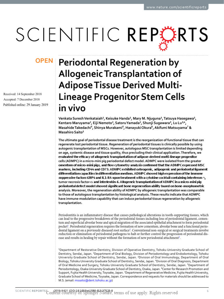 Allogeneic Stem Cell Therapy for Periodontal Regeneration | PDF ...