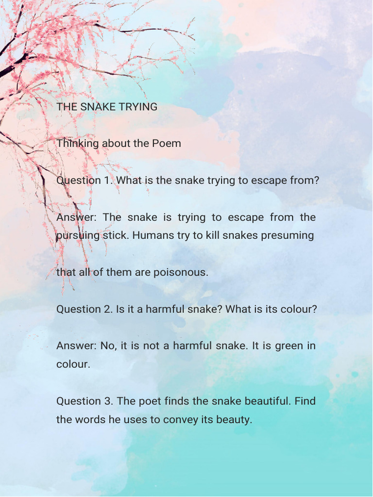 Understanding "The Snake" Poem Analysis | PDF