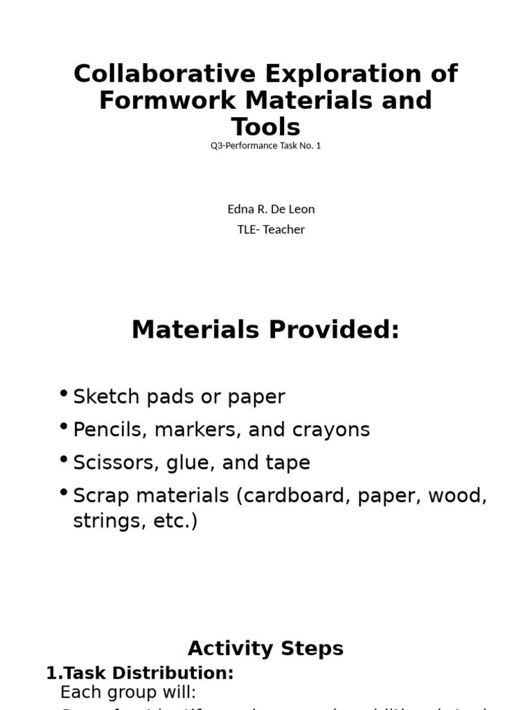 Formwork Materials Exploration Activity | PDF