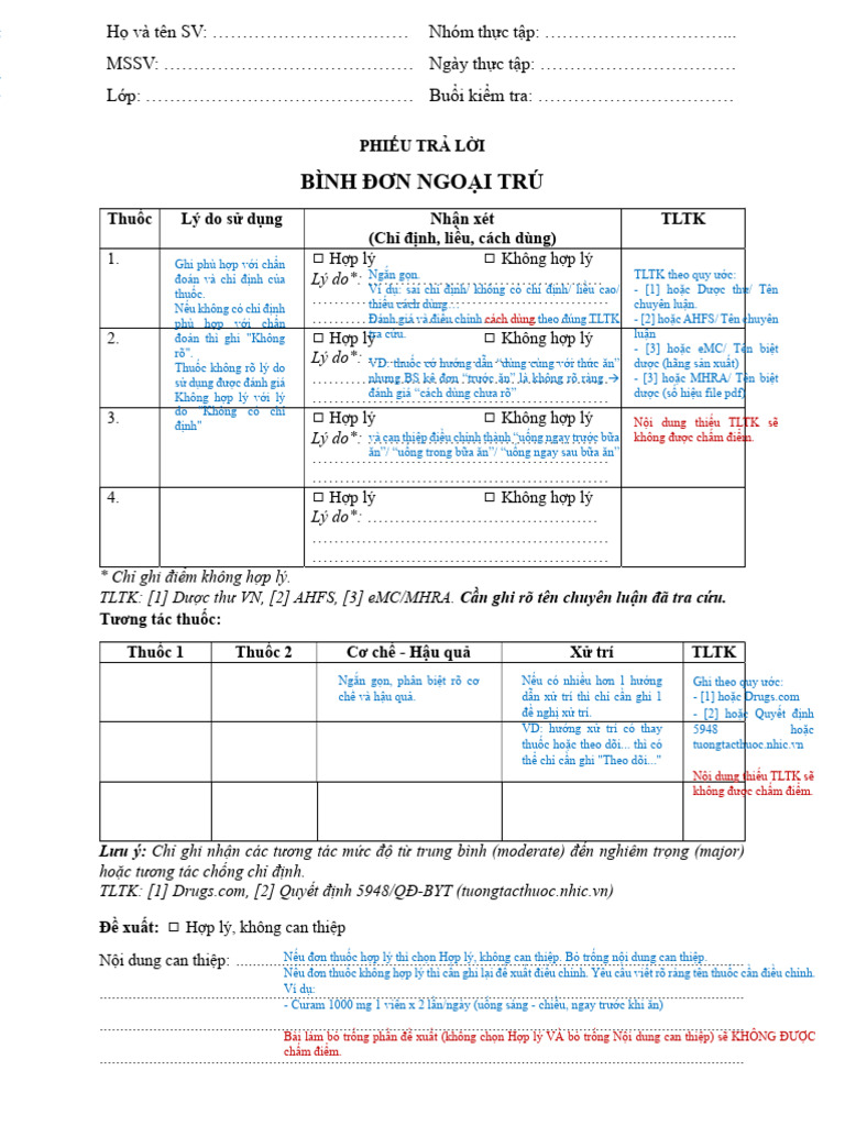 Huong Dan Dien Phieu Binh Don Ngoai Tru | PDF