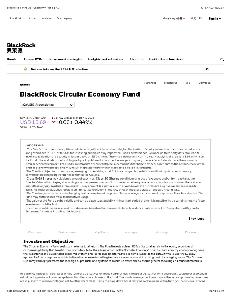 BlackRock Circular Economy Fund Overview | PDF | Black Rock | Investing