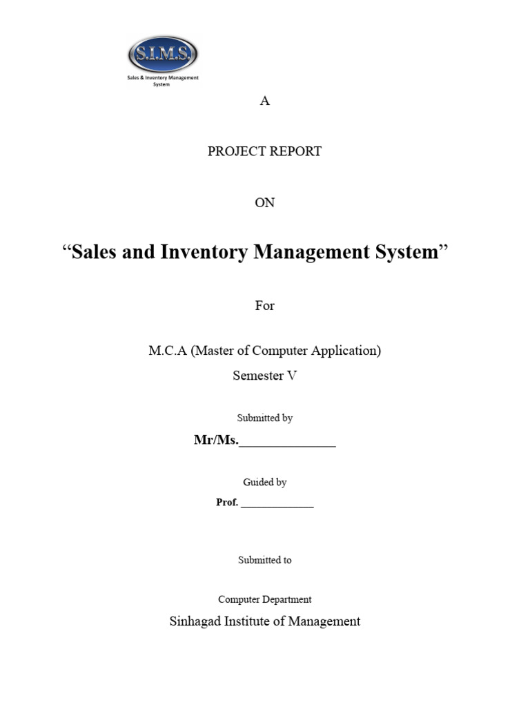 Sales and Inventory Management System PROJECT REPORT | PDF | Software ...