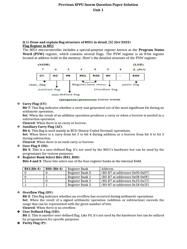 MIC Unit 1 Paper solution | PDF | Input/Output | Microcontroller