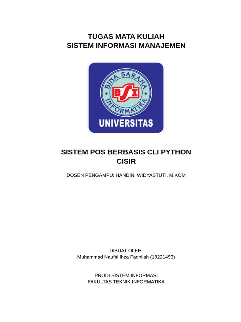 Sistem POS CLI Python untuk UMKM | PDF