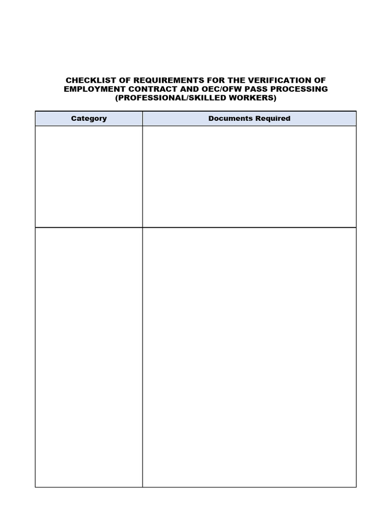 Employment Contract Verification Checklist | PDF | Employment | Working ...