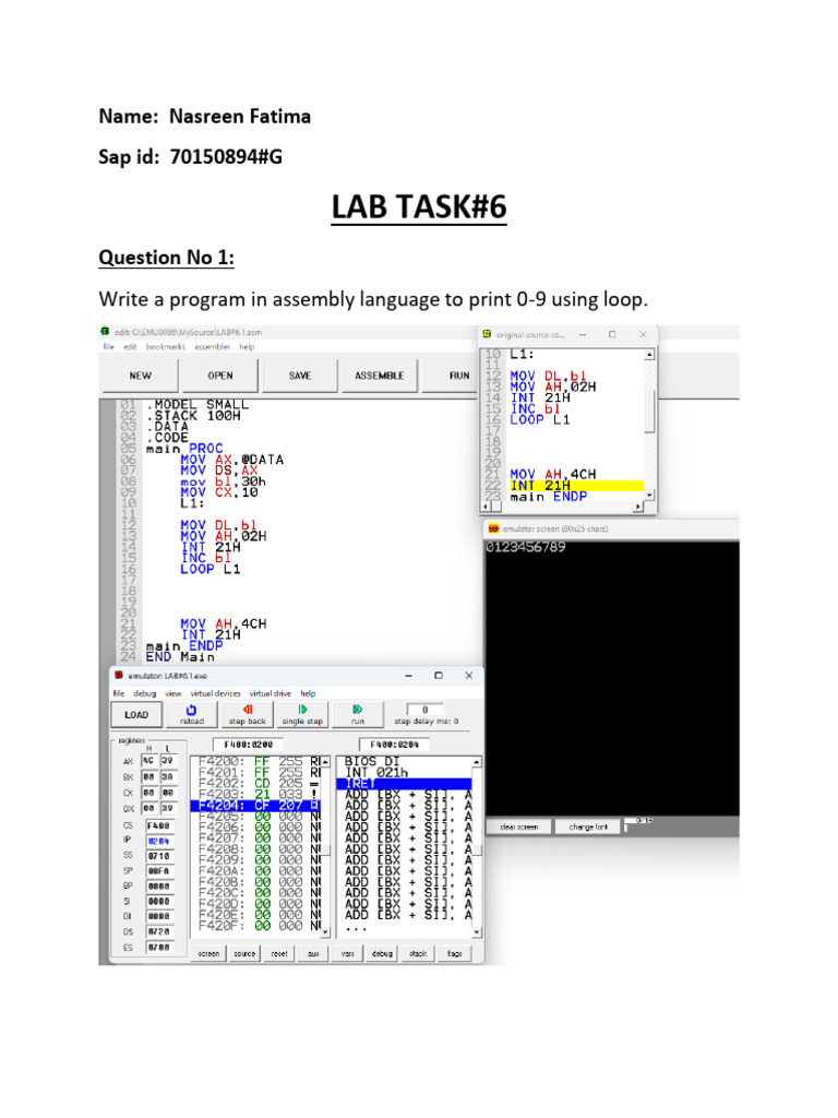 Assembly Language Programming Tasks | PDF