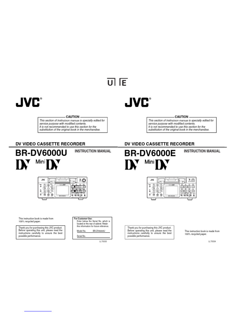 VTR JVC Brdv6000e | PDF | Ac Power Plugs And Sockets | Electrical ...