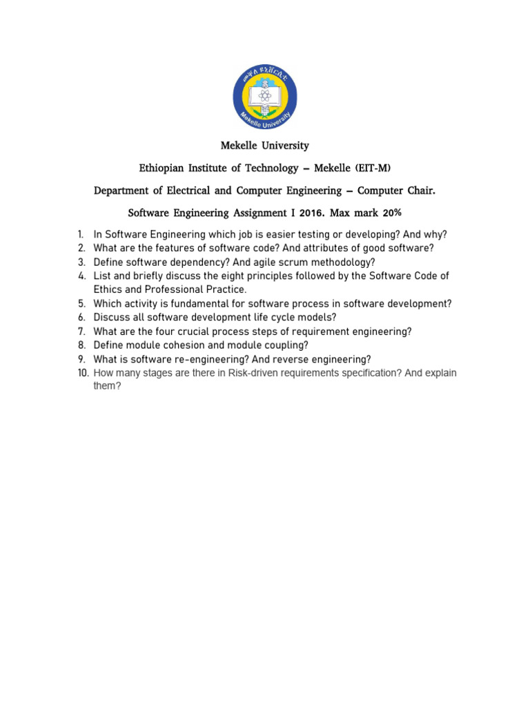 Software Engineering assignments | PDF