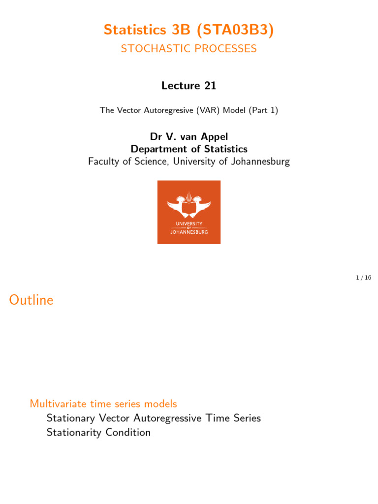 STA03B3 Lecture 21 | PDF | Vector Autoregression | Time Series