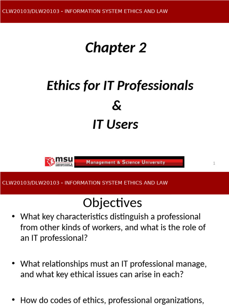 Chapter 2a - Ethics For It Professionals and It Users | PDF | Strategic ...