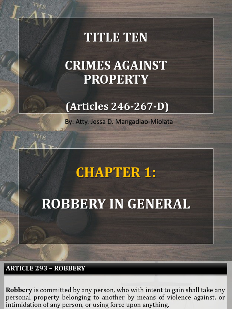Title Ten Crimes Against Property: (Articles 246-267-D) | PDF | Fraud ...