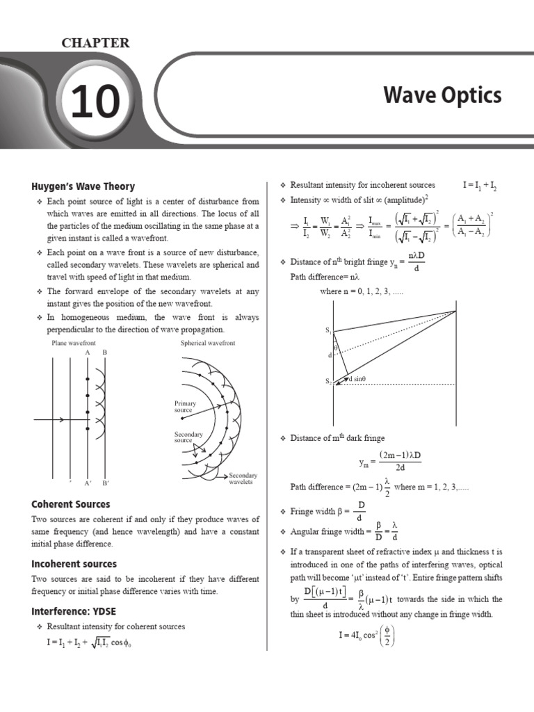 10_Wave Optics (1) | PDF | Coherence (Physics) | Waves
