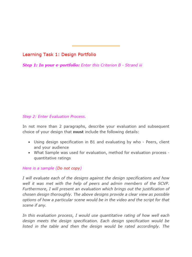 B3 Design Strand III Lesson Instructions | PDF | Typefaces | Evaluation