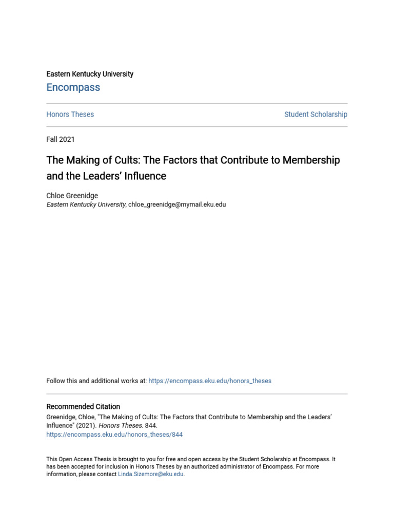 The Making of Cults - The Factors That Contribute To Membership An ...